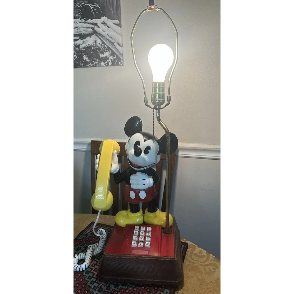 Vintage Disney Mickey Mouse Phone Lamp Phone & Lamp Works As Should